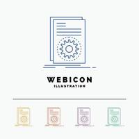 Code. executable. file. running. script 5 Color Line Web Icon Template isolated on white. Vector illustration