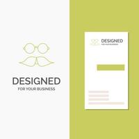 Business Logo for moustache. Hipster. movember. glasses. men. Vertical Green Business .Visiting Card template. Creative background vector illustration