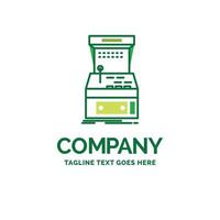 Arcade. console. game. machine. play Flat Business Logo template. Creative Green Brand Name Design. vector