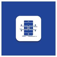 Blue Round Button for Api. interface. mobile. phone. smartphone Glyph icon vector