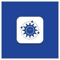 Blue Round Button for Efficiency. management. processing. productivity. project Glyph icon vector