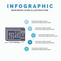 Console. dj. mixer. music. studio Infographics Template for Website and Presentation. GLyph Gray icon with Blue infographic style vector illustration.