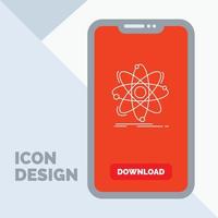 átomo. Ciencias. química. física. icono de línea nuclear en el móvil para la página de descarga vector