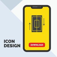 sync. synchronization. data. phone. smartphone Glyph Icon in Mobile for Download Page. Yellow Background vector