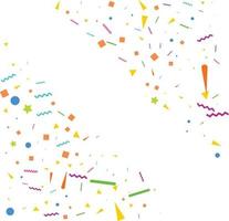 Vector abstract White Background with many falling tiny colorful confetti pieces and ribbon. Carnival. Christmas or New Year decoration colorful party pennants for birthday. festival