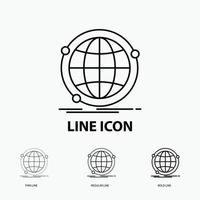 Data. global. internet. network. web Icon in Thin. Regular and Bold Line Style. Vector illustration
