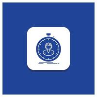 Blue Round Button for fast. speed. stopwatch. timer. girl Glyph icon vector