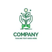 negocio. empresa. crecimiento. planta. subir plantilla de logotipo de empresa plana. diseño creativo de marca verde. vector