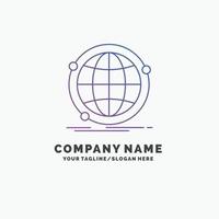 Data. global. internet. network. web Purple Business Logo Template. Place for Tagline vector