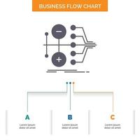 monetización Finanzas. dinero. transferir. diseño de diagrama de flujo empresarial de valor con 3 pasos. icono de glifo para el lugar de plantilla de fondo de presentación para texto. vector