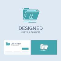 encryption. files. folder. network. secure Business Logo Glyph Icon Symbol for your business. Turquoise Business Cards with Brand logo template. vector