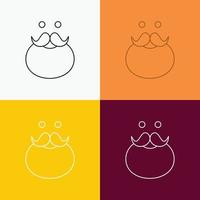 moustache. Hipster. movember. santa. Beared Icon Over Various Background. Line style design. designed for web and app. Eps 10 vector illustration