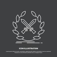 battle. emblem. game. label. swords Icon. Line vector symbol for UI and UX. website or mobile application