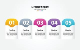 Business Horizontal Infographic design template with icons and 5 five options or steps. vector