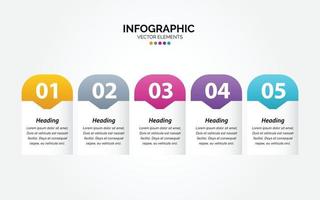 plantilla de diseño infográfico horizontal empresarial con iconos y 5 cinco opciones o pasos. vector