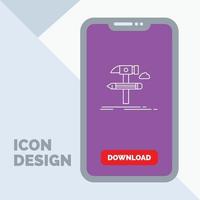 construir. diseño. desarrollar. herramienta. icono de línea de herramientas en el móvil para la página de descarga vector