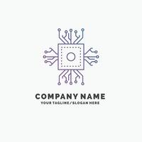 Chip. cpu. microchip. processor. technology Purple Business Logo Template. Place for Tagline vector