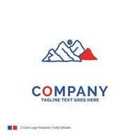 Company Name Logo Design For mountain. landscape. hill. nature. scene. Blue and red Brand Name Design with place for Tagline. Abstract Creative Logo template for Small and Large Business. vector
