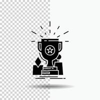 Achievement. award. cup. prize. trophy Glyph Icon on Transparent Background. Black Icon vector