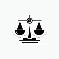 Balance. decision. justice. law. scale Glyph Icon. Vector isolated illustration