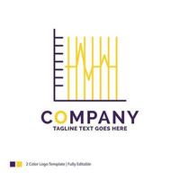 Company Name Logo Design For progress. report. statistics. patient. recovery. Purple and yellow Brand Name Design with place for Tagline. Creative Logo template for Small and Large Business. vector