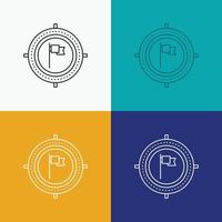 Aim. business. deadline. flag. focus Icon Over Various Background. Line style design. designed for web and app. Eps 10 vector illustration
