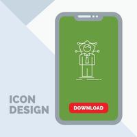 Business. connection. human. network. solution Line Icon in Mobile for Download Page vector