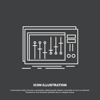 consola. DJ. mezclador. música. icono de estudio. símbolo de vector de línea para ui y ux. sitio web o aplicación móvil