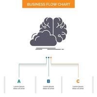 brainstorming. creative. idea. innovation. inspiration Business Flow Chart Design with 3 Steps. Glyph Icon For Presentation Background Template Place for text. vector