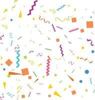 Vector abstract White Background with many falling tiny colorful confetti pieces and ribbon. Carnival. Christmas or New Year decoration colorful party pennants for birthday. festival