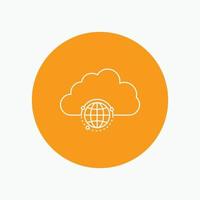 network. city. globe. hub. infrastructure White Line Icon in Circle background. vector icon illustration