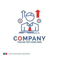 Company Name Logo Design For Business. man. avatar. employee. sales man. Blue and red Brand Name Design with place for Tagline. Abstract Creative Logo template for Small and Large Business. vector