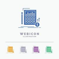 Calculation. data. financial. investment. market 5 Color Glyph Web Icon Template isolated on white. Vector illustration