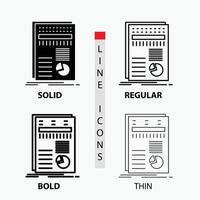 business. data. finance. report. statistics Icon in Thin. Regular. Bold Line and Glyph Style. Vector illustration