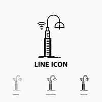 lights. street. wifi. smart. technology Icon in Thin. Regular and Bold Line Style. Vector illustration