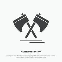 hacha. hacha. herramienta. cortador. icono vikingo. símbolo gris vectorial de glifo para ui y ux. sitio web o aplicación móvil vector