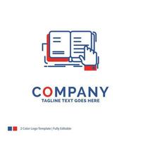 Company Name Logo Design For book. lesson. study. literature. reading. Blue and red Brand Name Design with place for Tagline. Abstract Creative Logo template for Small and Large Business. vector