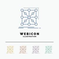 Data. framework. App. cluster. complex 5 Color Line Web Icon Template isolated on white. Vector illustration