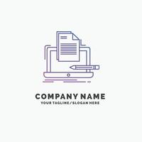 Coder. coding. computer. list. paper Purple Business Logo Template. Place for Tagline vector