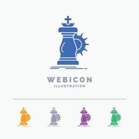 strategy. chess. horse. knight. success 5 Color Glyph Web Icon Template isolated on white. Vector illustration