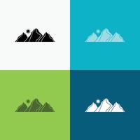 hill. landscape. nature. mountain. sun Icon Over Various Background. glyph style design. designed for web and app. Eps 10 vector illustration