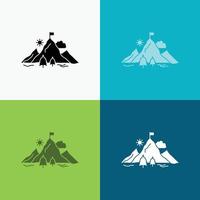 achievement. flag. mission. mountain. success Icon Over Various Background. glyph style design. designed for web and app. Eps 10 vector illustration