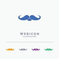 moustache. Hipster. movember. male. men 5 Color Glyph Web Icon Template isolated on white. Vector illustration