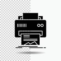 Digital. printer. printing. hardware. paper Glyph Icon on Transparent Background. Black Icon vector