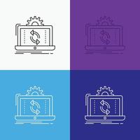 data. processing. Analysis. reporting. sync Icon Over Various Background. Line style design. designed for web and app. Eps 10 vector illustration