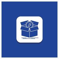 Blue Round Button for upload. performance. productivity. progress. work Glyph icon vector