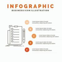 expertise. checklist. check. list. document Infographics Template for Website and Presentation. Line Gray icon with Orange infographic style vector illustration