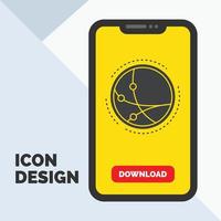 worldwide. communication. connection. internet. network Glyph Icon in Mobile for Download Page. Yellow Background vector