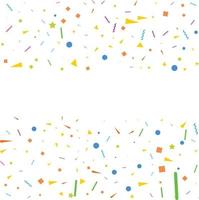 Vector abstract White Background with many falling tiny colorful confetti pieces and ribbon. Carnival. Christmas or New Year decoration colorful party pennants for birthday. festival