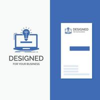 Business Logo for laptop. solution. idea. bulb. solution. Vertical Blue Business .Visiting Card template. vector